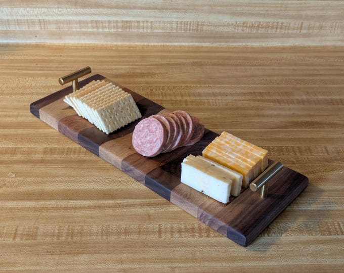 Featured listing image: Handcrafted Multi Wood Exotic Wood Serving Tray with Handles. Food Safe.