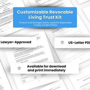 Custom Revocable Living Trust Kit for Individuals - DIY Revocable Trust Forms to Protect Family, Assets & Yourself, Legal Forms