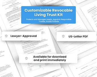 Custom Revocable Living Trust Kit for Individuals - DIY Revocable Trust Forms to Protect Family, Assets & Yourself, Legal Forms