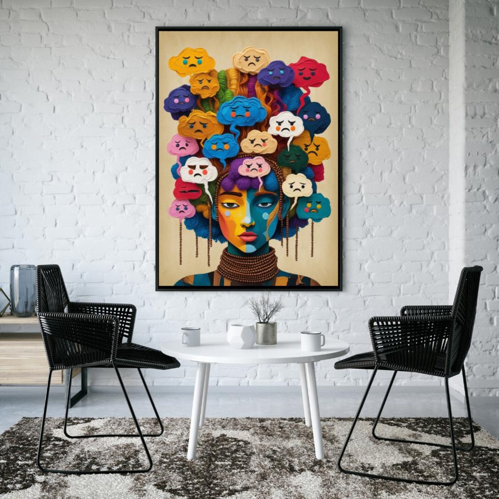 Mental Health Awareness Wall Art Print | Clouds of Thoughts | Afro ...