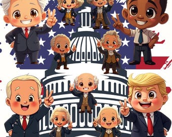 US Präsidenten Clipart - Cartoon PNG Bündel (Digitaler Download)