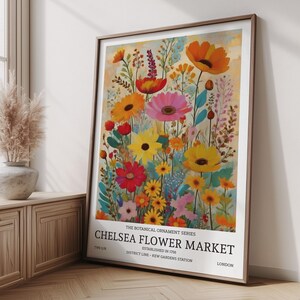 Poster botanico con fiori selvatici colorati, arte floreale vintage da parete, decorazione da giardino inglese Cottagecore, stampa di fiori estivi, regalo per la casa di lei e lui