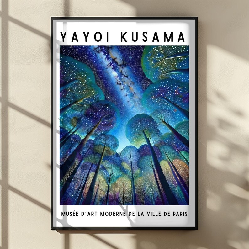 Yayoi Kusama Cosmic Forest Poster, Starry Night Tree Art Print ...