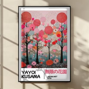 Yayoi Kusama Floral Poster - Abstract Yayoi Kusama Print as Japanese - Yayoi Kusama Inspired Japanese Gallery Wall Art - Home Wall Decor