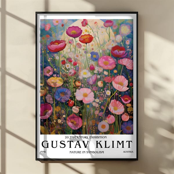 Gustav Klimt Print, Klimt Floral Poster, Gustav Klimt Poster, Klimt Exhibition Poster, Gustav Klimt Painting, Flower Garden, Floral Artwork