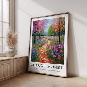 Claude Monet Inspired Spring Path Poster, Colorful Impressionist Landscape Wall Art, Vibrant Flower Garden Print for Home Decor
