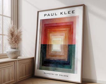 Póster inspirado en Paul Klee / Impresión de arte abstracto geométrico moderno / Decoración de pared colorida y llamativa / Obra de arte física inspirada en el modernismo de mediados de siglo