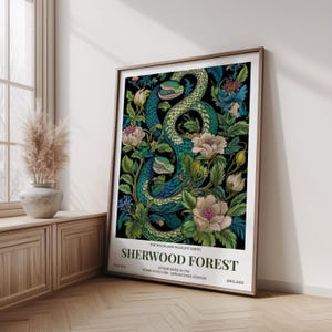 William Morris Print Botanical Snake Poster – Woodland Wildlife Art Print Unframed – Nature Wall Decor Vintage Forest Illustration