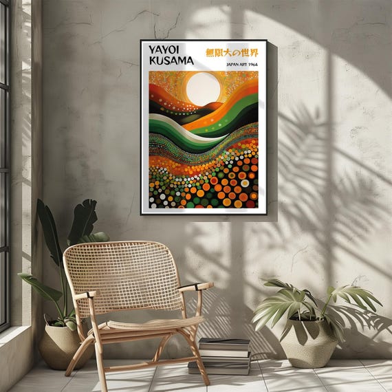 Yayoi Kusama Poster - Abstract Yayoi Kusama Print as Japanese Room