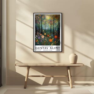 Gustav Klimt Blommig Skog Poster, Symbolistisk Natur Konsttryck, Färgglad Drömsk Landskap Väggdekoration, Art Nouveau Illustration, Hemväggkonst bild 10