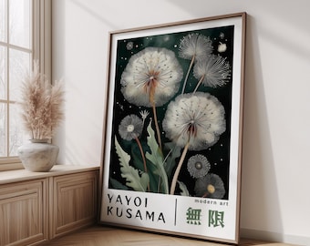Exhibition Wall Art Green Yayoi Kusama Wall Art, Aesthetic Wall Decor, Home Wall Art, Japandi Art, Japanese Wall, Living Room Wall Art