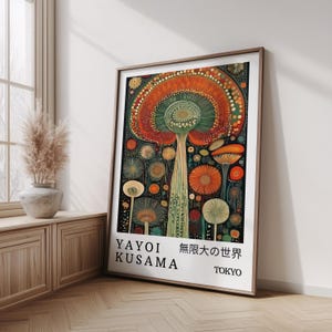 Yayoi Kusama Inspired Floral Poster, Maximalist Botanical Wall Art, Colorful Japan Print, Modern Japandi Flower Decor Gift, Home Gift