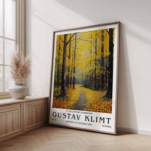 Gustav Klimt Skogsstig Poster, Gyllene Hösten Konsttryck, Österrikiskt Art Nouveau Landskap, Höstlöv Väggdekoration, Naturillustration