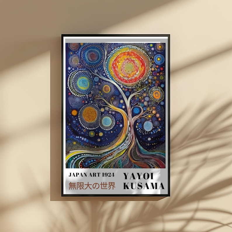 Starry Night by Van Gogh - Yayoi Kusama Inspired, Printable Wall Art ...