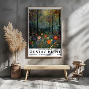 Gustav Klimt Blommig Skog Poster, Symbolistisk Natur Konsttryck, Färgglad Drömsk Landskap Väggdekoration, Art Nouveau Illustration, Hemväggkonst bild 8