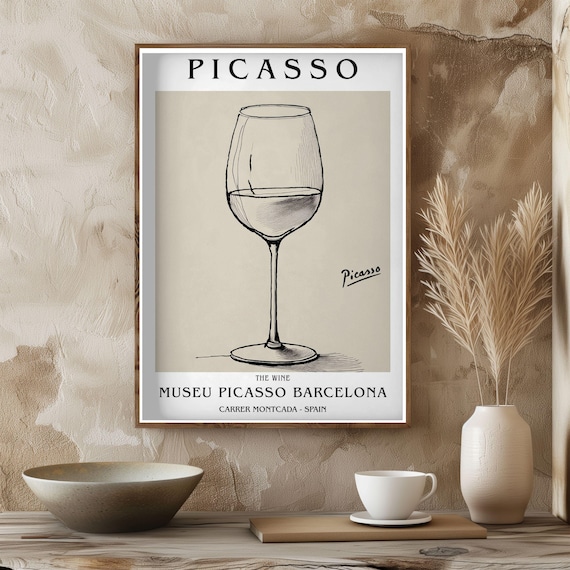 Picasso Wine Glass Art Print Poster, Museu Picasso Barcelona