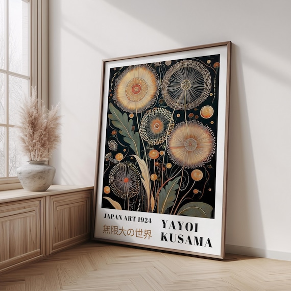 Yayoi Kusama Abstract Poster, Japandi Wall Art, Modern Home Decor, Yayoi Kusama Inspired, Gallery Wall Art, Pop Art, Japanese Wall Art