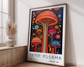 Póster de Yayoi Kusama - Impresión abstracta de Yayoi Kusama, arte japandi, arte mural japonés - Inspirado en el arte mural japandi de Yayoi Kusama