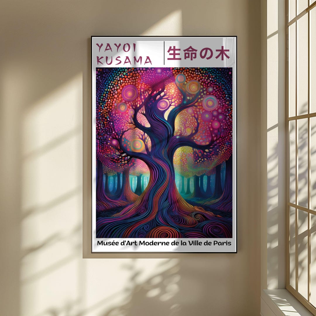 Yayoi Kusama Inspired Poster | Psychedelic Forest Wall Art | Japanese ...