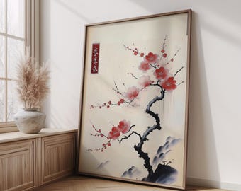 Art fleurs de cerisier, impression d'art japonais, impression fleurs de cerisier, impression japonaise, art mural printemps, impression Sakura, impression botanique, impression florale