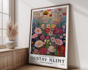 Gustav Klimt Print, Klimt Museum Poster, Gustav Klimt Poster, Klimt Exhibition Poster, Gustav Klimt Painting, Flower Garden, Floral Artwork