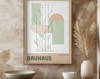 Póster floral de la Bauhaus - Impresión abstracta de la Bauhaus / Impresión de Picasso de mediados de siglo / Póster retro geométrico / Póster de la exposición de la Bauhaus
