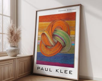 Paul Klee Inspired Abstract Poster | Modern Geometric Knot Wall Art | Vibrant Mid-Century Style | Colorful Contemporary Home Décor