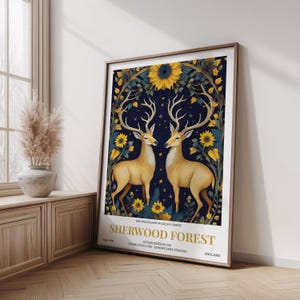 William Morris Print,  Sherwood Forest William Morris Style Swan Floral Print – Woodland Wildlife Series Vintage Botanical Art Poster