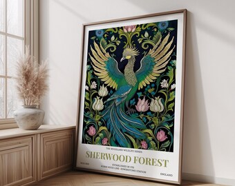 William Morris Print,  William Morris Style Floral Print - Woodland Wildlife Series Vintage Botanical Art Poster, Physical Print, Home Decor