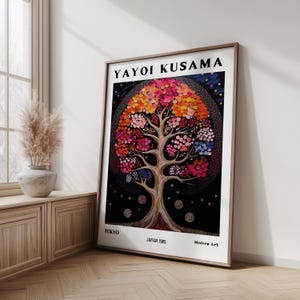 Yayoi Kusama Art Print | Japanese Cherry Blossom Poster, Modern Japandi Style Decor, Kusama Inspired Wall Art, Minimalist Art Decor, Gift
