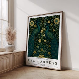 William Morris Peacock Print, Kew Gardens Print, London Print, William Morris Poster, Vintage Wall Art, Floral Art, Vintage Poster