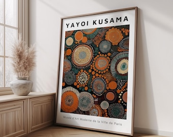 Abstract Botanical Print, Yayoi Kusama inspired Print, Botanical Wall Decor, Colorful Wall Art, Living Room Wall Decor, Japandi Wall Art
