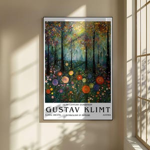 Gustav Klimt Blommig Skog Poster, Symbolistisk Natur Konsttryck, Färgglad Drömsk Landskap Väggdekoration, Art Nouveau Illustration, Hemväggkonst bild 5