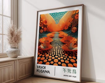 Póster de Yayoi Kusama - Impresión abstracta de Yayoi Kusama, arte japandi, arte mural japonés - Inspirado en Yayoi Kusama, arte mural japandi, decoración del hogar