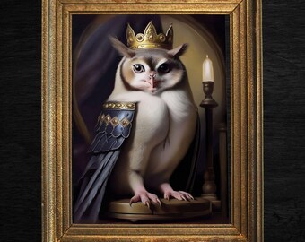Victorian Owl Poster – Gothic Wall Art, Dapper Owl in Top Hat, Vintage Animal Print for Dark Academia, Housewarming Gift, Home Wall Decor