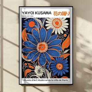 Yayoi Kusama Floral Poster - Abstract Yayoi Kusama Print as Japanese - Yayoi Kusama Inspired Japanese Gallery Wall Art - Home Wall Decor