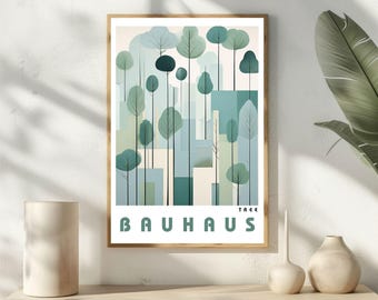 Bauhaus Green Floral Poster - Abstract Bauhaus Print | Mid Century Modern Picasso Print | Geometric Retro Poster | Bauhaus Exhibition Poster