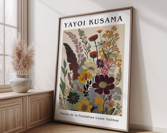 草間彌生のカラフルな花のポスター、抽象的な花のウォールアート