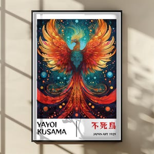 Yayoi Kusama PHOENIX Poster - Abstract Yayoi Kusama Print as Japanese - Yayoi Kusama Inspired Japanese Gallery Wall Art - Home Wall Decor