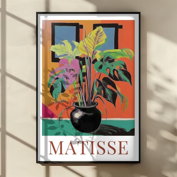 Henri Matisse Inspired Monstera Plant Poster, Modern Botanical Wall Art,  Colorful Abstract Potted Plant Print for Home or Office Decor - Etsy Israel
