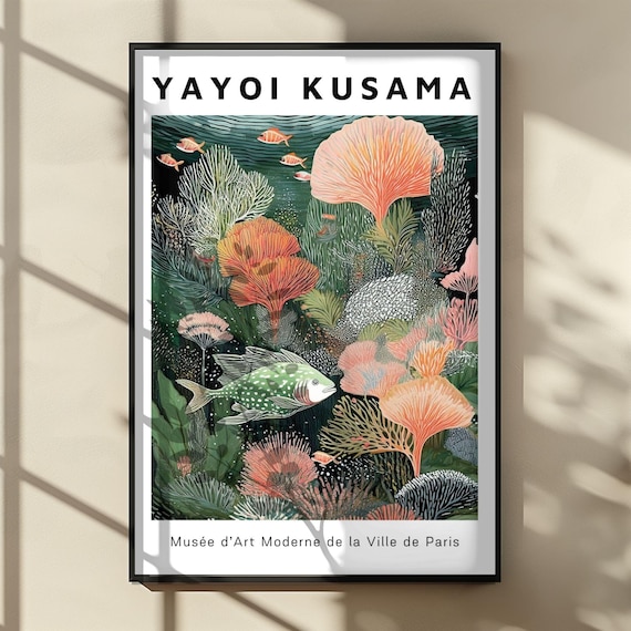 Yayoi Kusama Coral Reef Underwater Botanical Art Print Poster Museum Exhibition Style Home Décor Gallery Quality, Housewarming Gift Poster