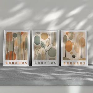 3 Piece Bauhaus Poster Set - Aesthetic Room Decor As Exhibition Wall Art, 3 Piece Wall Art Bauhaus Print, Abstract Room Decor Poster Set