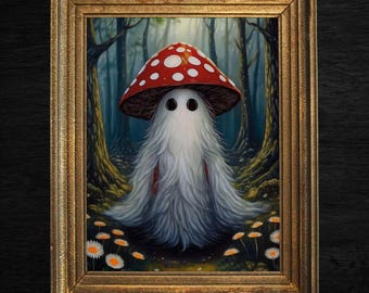 Mushroom Ghosts, Vintage Poster, Art Poster Print, Dark Academia, Gothic, Cottagecore, Witch Art, Housewarming Gift, Home Wall Decor