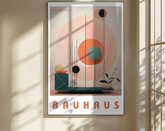 Stampa artistica da parete Bauhaus moderna / Poster geometrico astratto / Decorazione per la casa retrò minimalista / Poster stampato di metà secolo