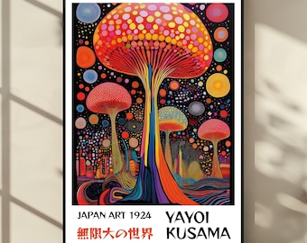 Póster de Yayoi Kusama: impresión abstracta de Yayoi Kusama, arte japonés, arte mural japonés: inspirado en el arte mural japonés de Yayoi Kusama