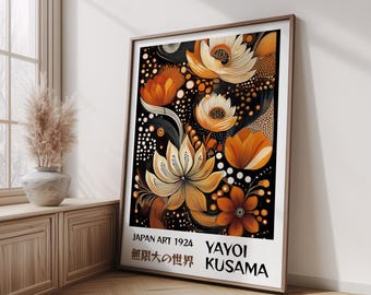 Póster de Yayoi Kusama - Impresión abstracta de Yayoi Kusama, arte japandi, arte mural japonés - Inspirado en Yayoi Kusama, arte mural japandi, decoración del hogar
