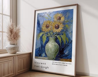 ゴッホ作「切り花のひまわり2輪」1887年ヴィンテージ展アートプリント