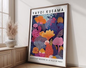 Yayoi Kusama Art Print, Japanese Floral Poster, Yayoi Kusama Botanical Bloom Art Print, Colorful Floral Abstract Poster, Modern Home Décor