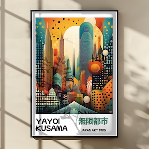 Yayoi Kusama City Poster - Abstract Yayoi Kusama Print as Japanese - Yayoi Kusama Inspired Japanese Gallery Wall Art - Home Wall Decor