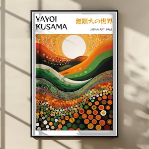 Yayoi Kusama Poster - Abstract Yayoi Kusama Print as Japanese Room Decor, Nature Yayoi Kusama Japandi Gallery Wall Art, Home Wall Decor